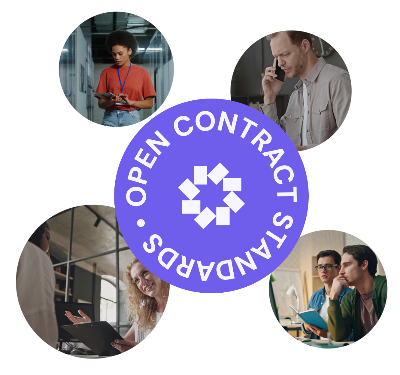Open Contract Standards badge surrounded by committee members