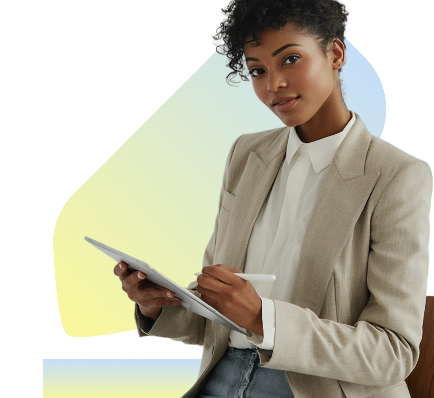 Professional reviewing a signed contract on tablet