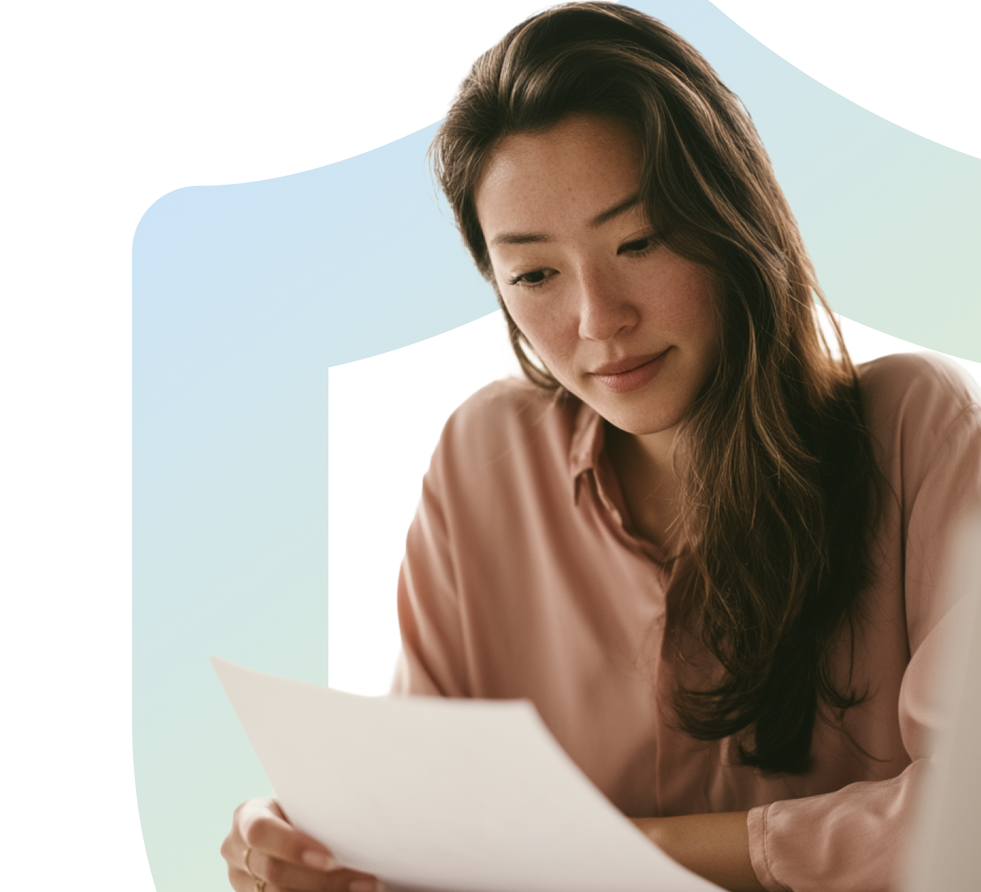 Person reviewing a printed contract